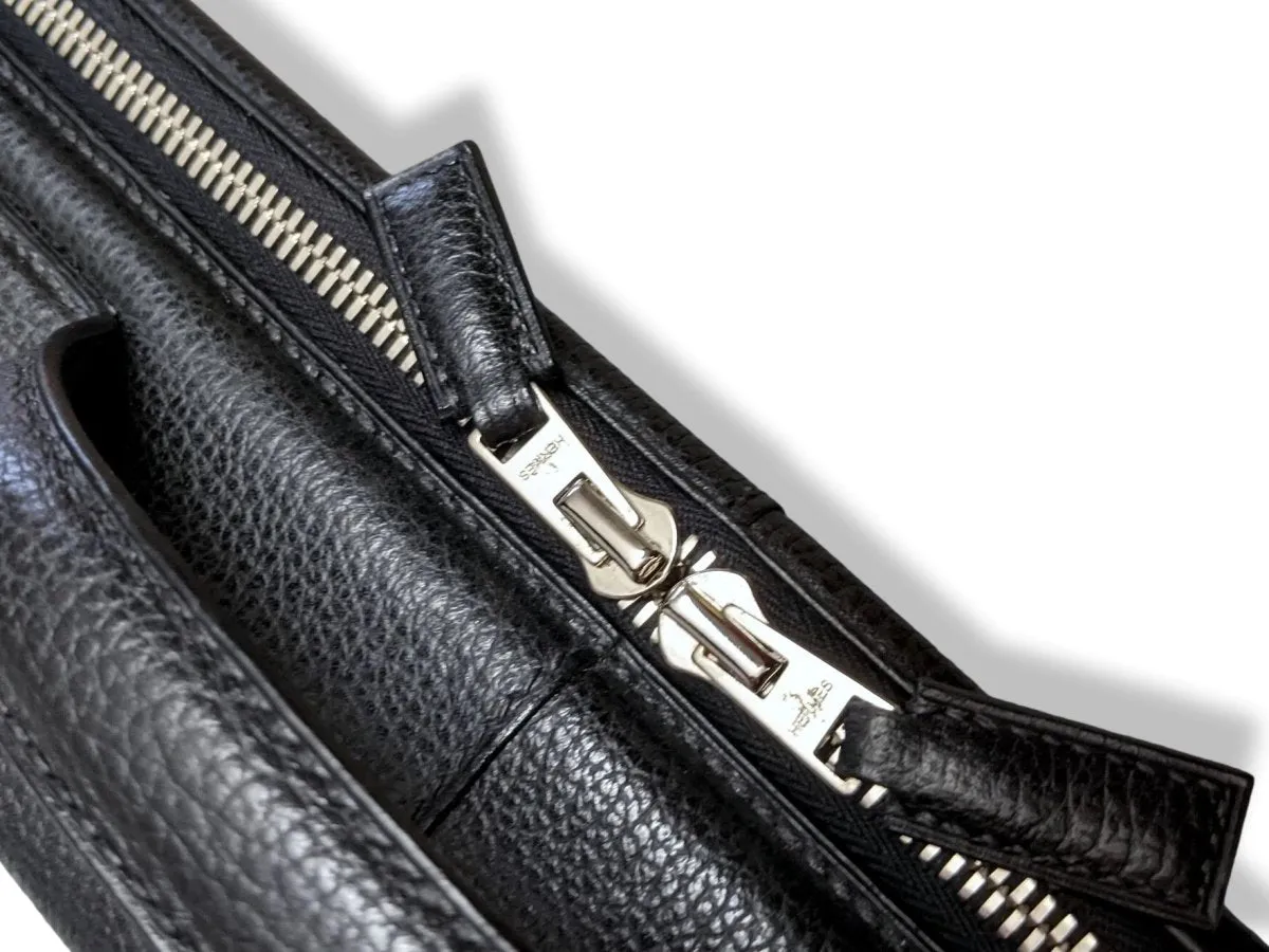 Hermes Unisex Black Vache Liegee VALISE HERLIGHT 24 MM CASE with Carry Co Superb!