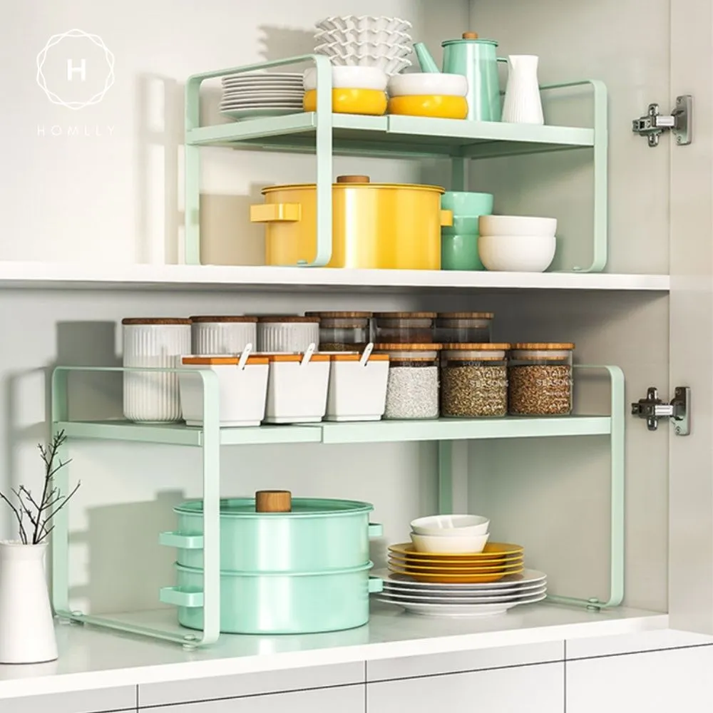 Homlly Expandable Countertop Cupboard Cabinet Stand Spice Rack Organizer Shelf