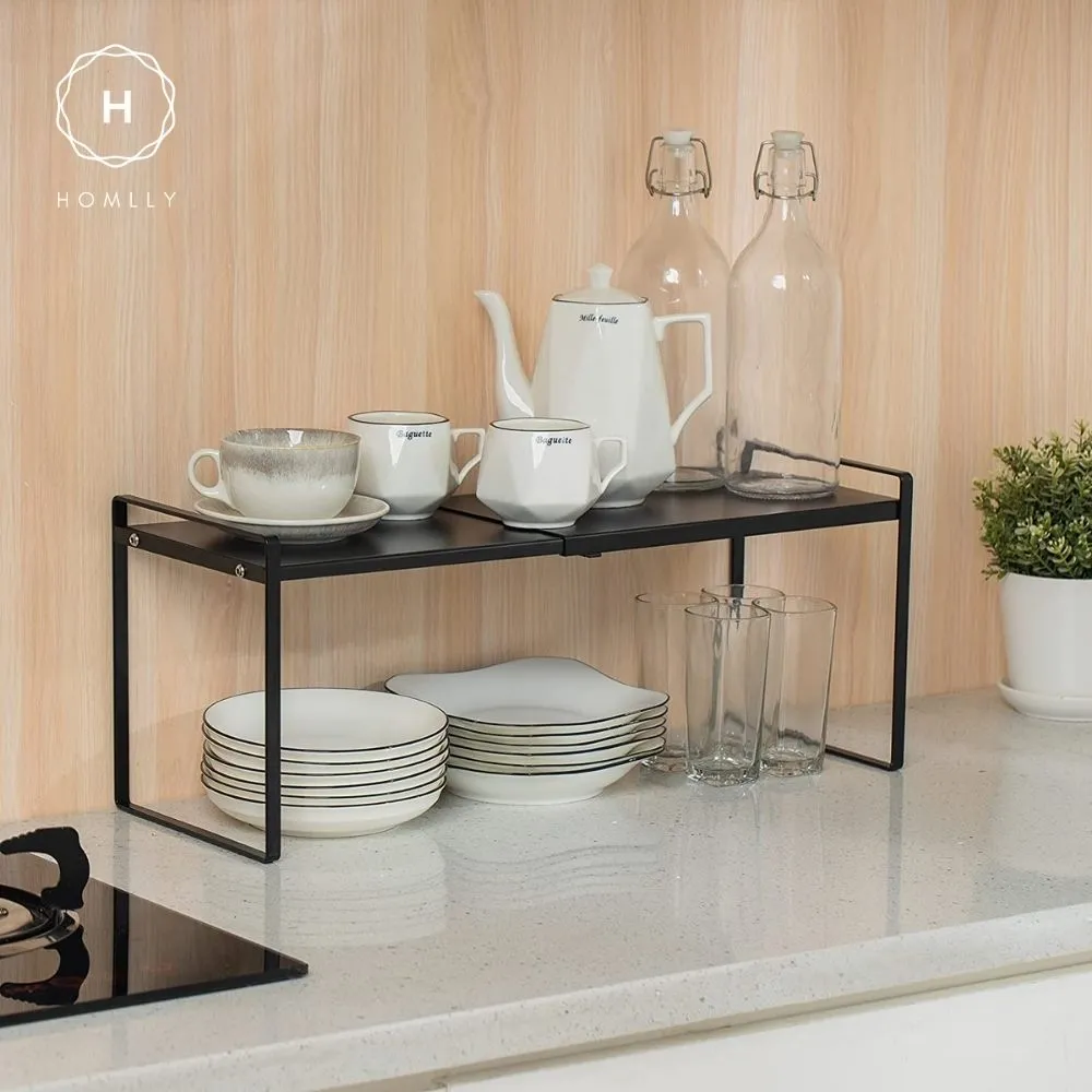 Homlly Expandable Countertop Cupboard Cabinet Stand Spice Rack Organizer Shelf