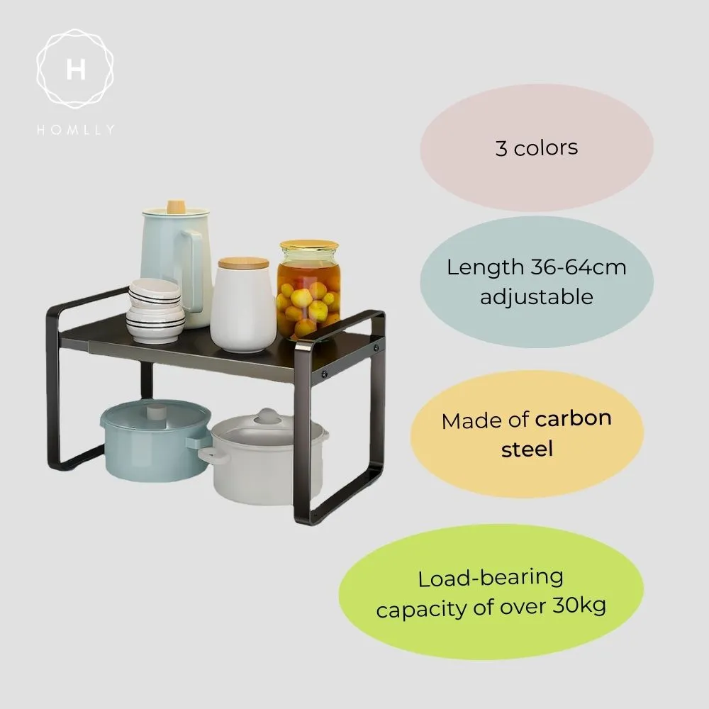 Homlly Expandable Countertop Cupboard Cabinet Stand Spice Rack Organizer Shelf