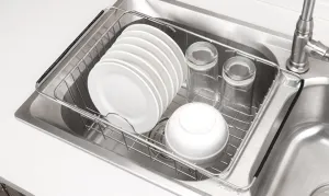 Homlly Expandable Stainless Steel Sink Dish Drainer