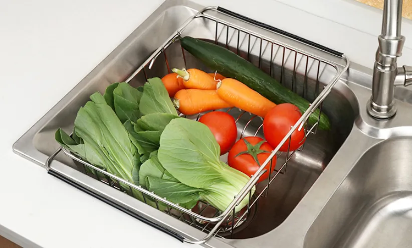 Homlly Expandable Stainless Steel Sink Dish Drainer