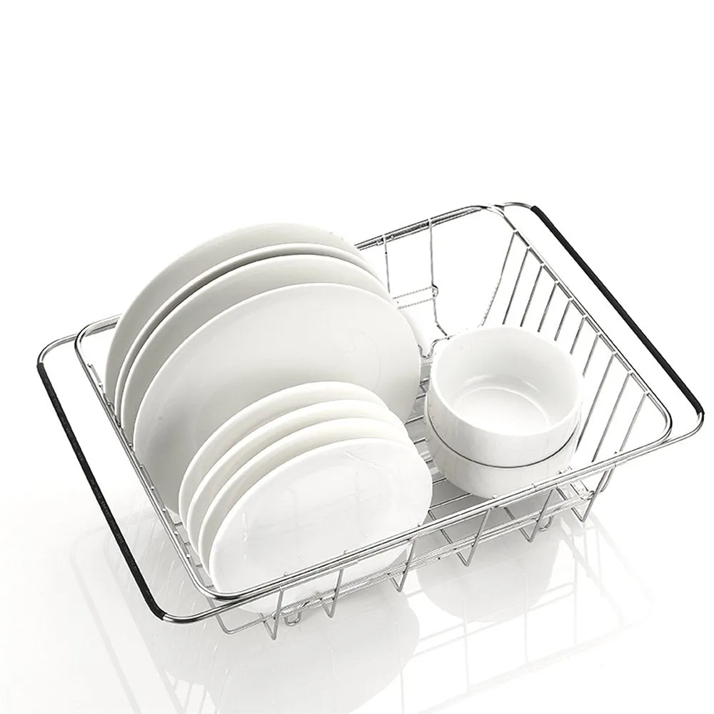 Homlly Expandable Stainless Steel Sink Dish Drainer