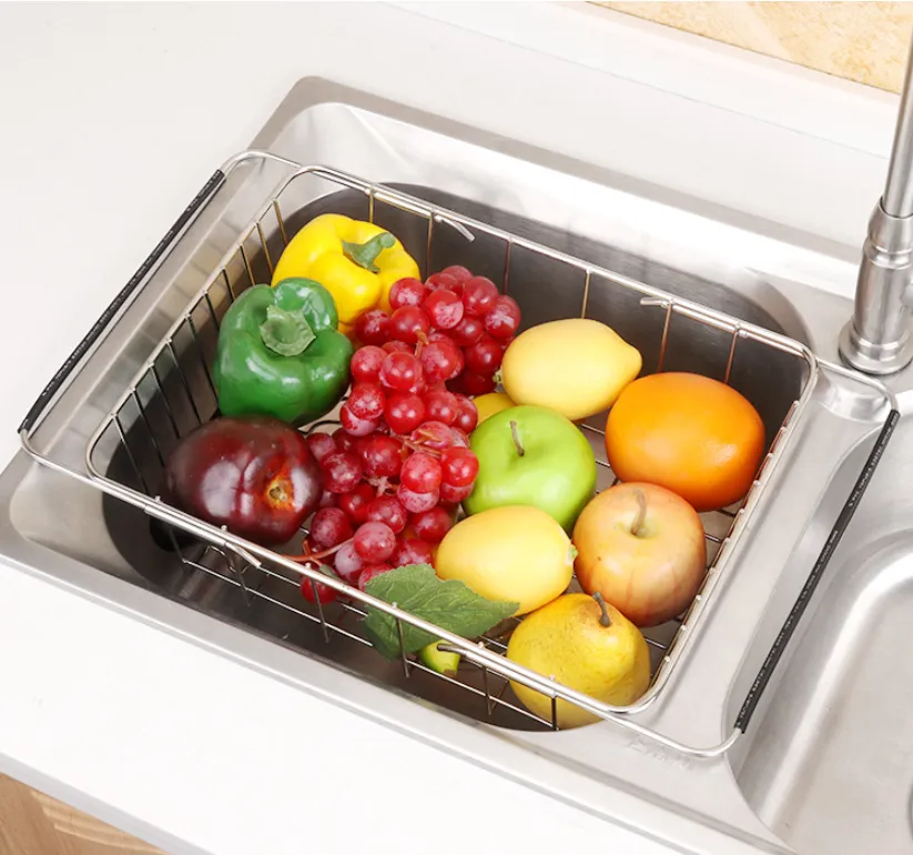 Homlly Expandable Stainless Steel Sink Dish Drainer