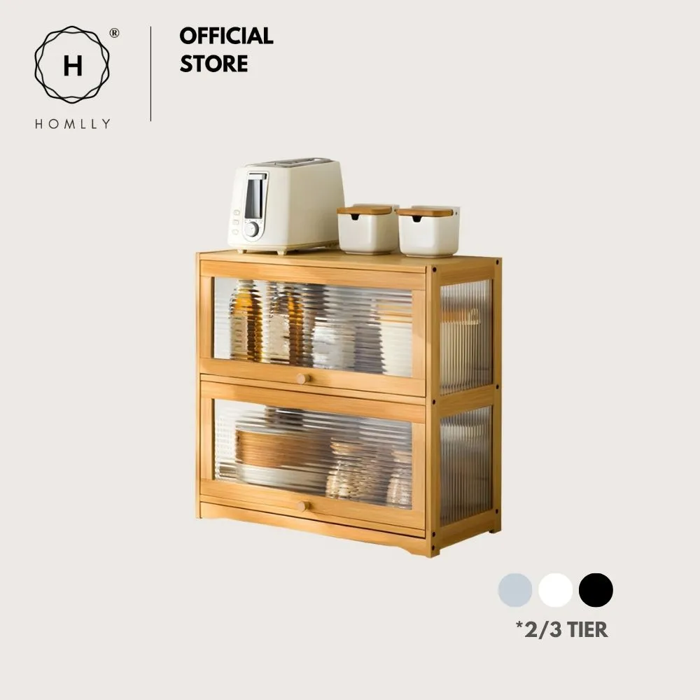 Homlly Kitchen Countertop Storage Mug Shelves Cupboard with Acrylic Door