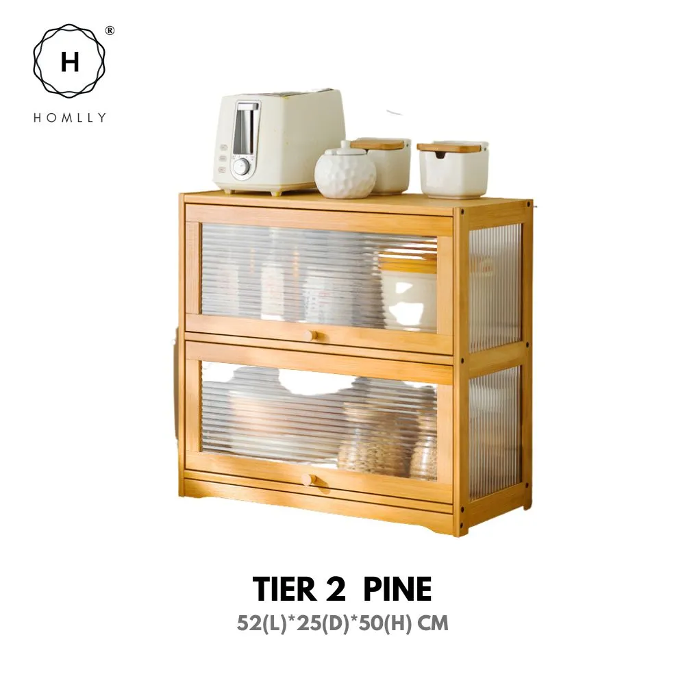 Homlly Kitchen Countertop Storage Mug Shelves Cupboard with Acrylic Door