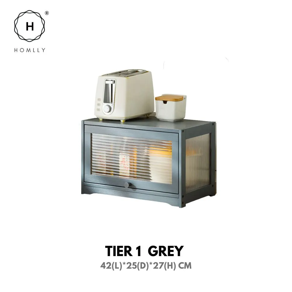 Homlly Kitchen Countertop Storage Mug Shelves Cupboard with Acrylic Door