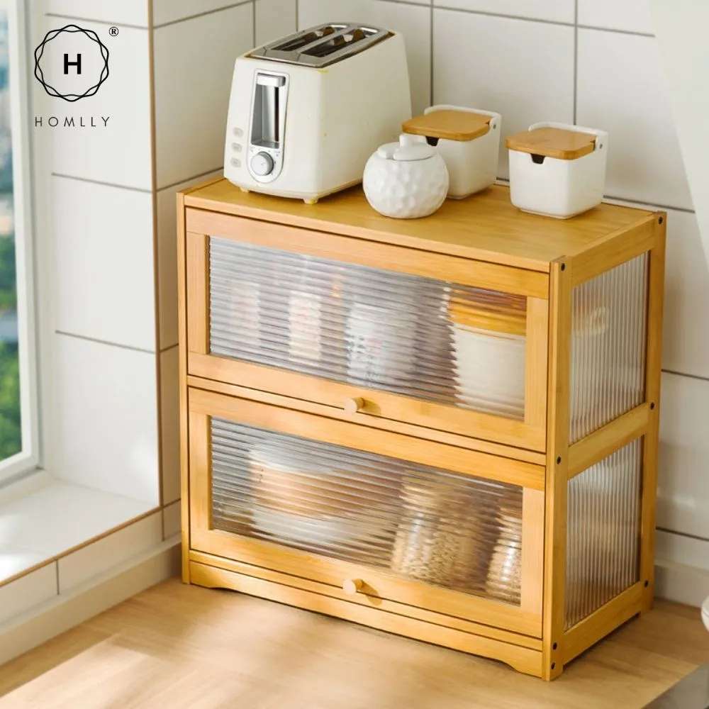Homlly Kitchen Countertop Storage Mug Shelves Cupboard with Acrylic Door