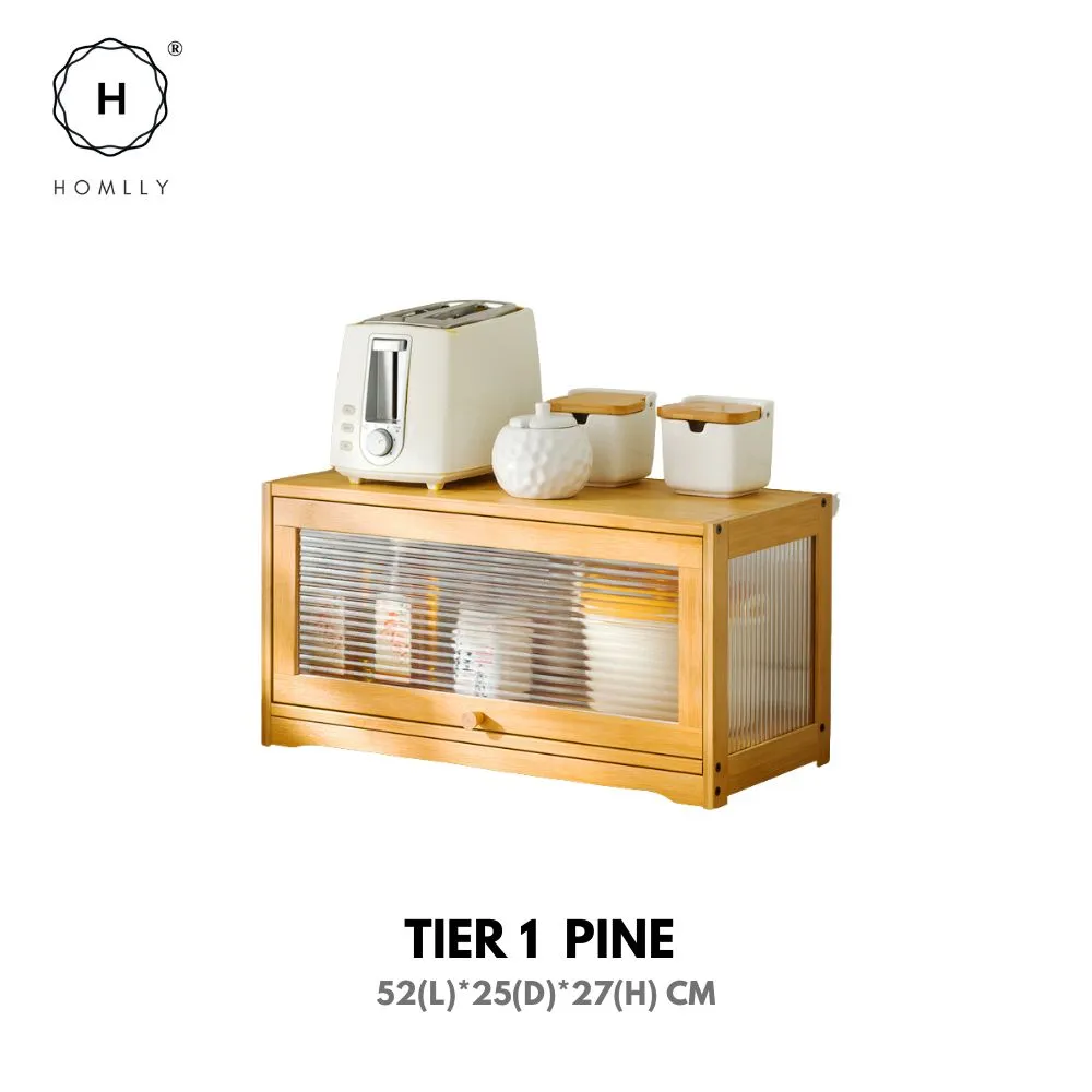 Homlly Kitchen Countertop Storage Mug Shelves Cupboard with Acrylic Door