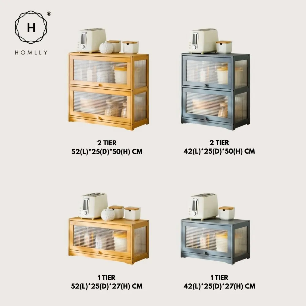 Homlly Kitchen Countertop Storage Mug Shelves Cupboard with Acrylic Door