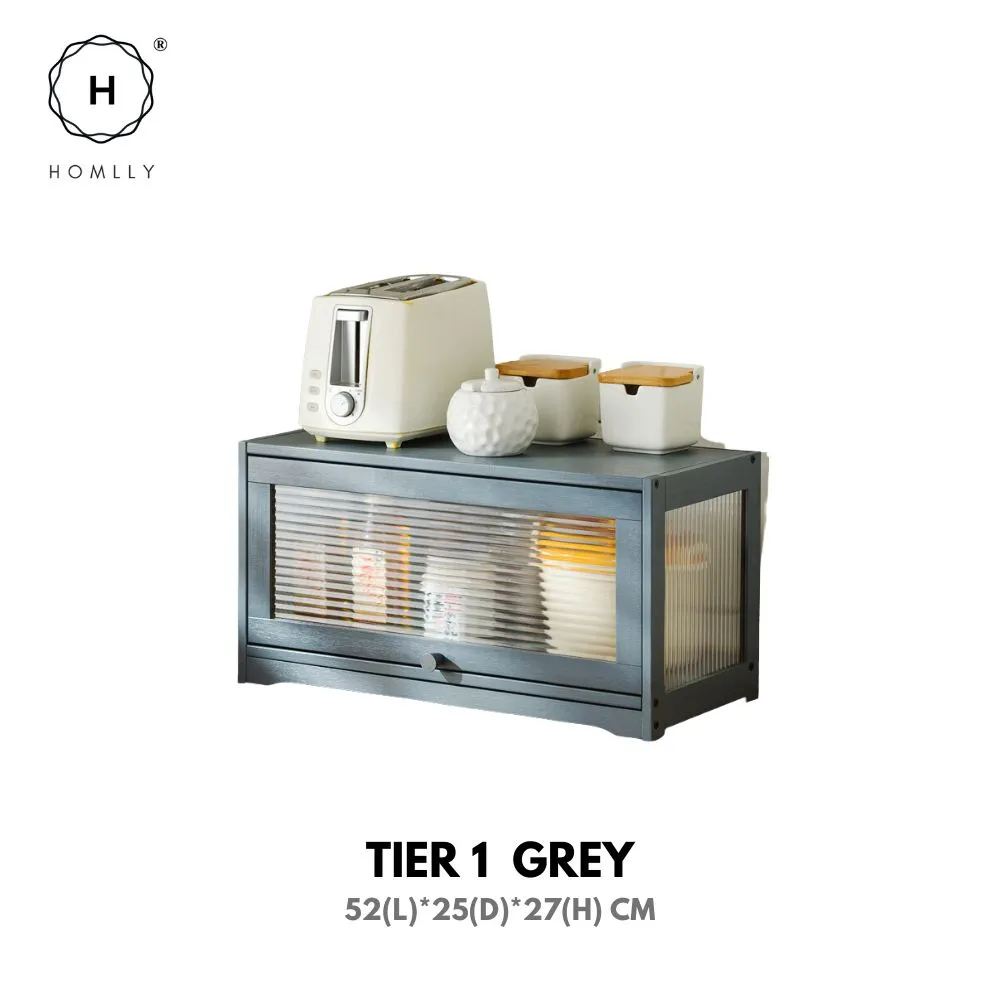 Homlly Kitchen Countertop Storage Mug Shelves Cupboard with Acrylic Door
