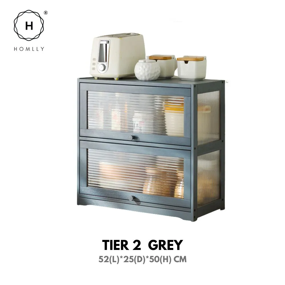 Homlly Kitchen Countertop Storage Mug Shelves Cupboard with Acrylic Door