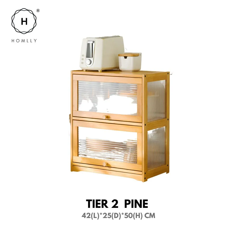 Homlly Kitchen Countertop Storage Mug Shelves Cupboard with Acrylic Door