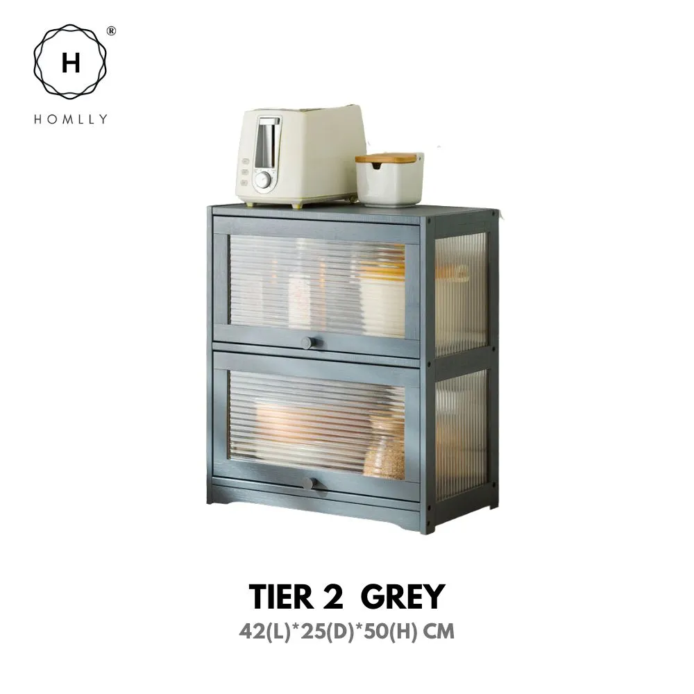 Homlly Kitchen Countertop Storage Mug Shelves Cupboard with Acrylic Door