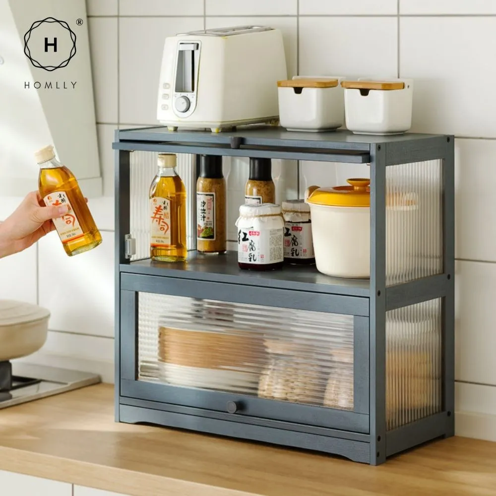 Homlly Kitchen Countertop Storage Mug Shelves Cupboard with Acrylic Door