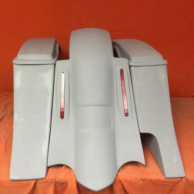 Honda Shadow Sabre 1100 6" Extended Saddlebags Out & Down Bags   LED Rear Fender Right Cut Out   Lids