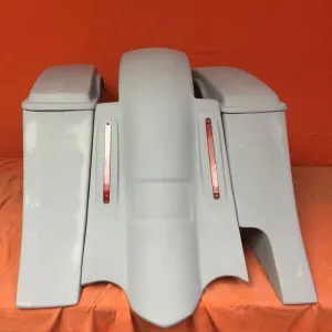 Honda Shadow Sabre 1100 6" Extended Saddlebags Out & Down Bags   LED Rear Fender Right Cut Out   Lids