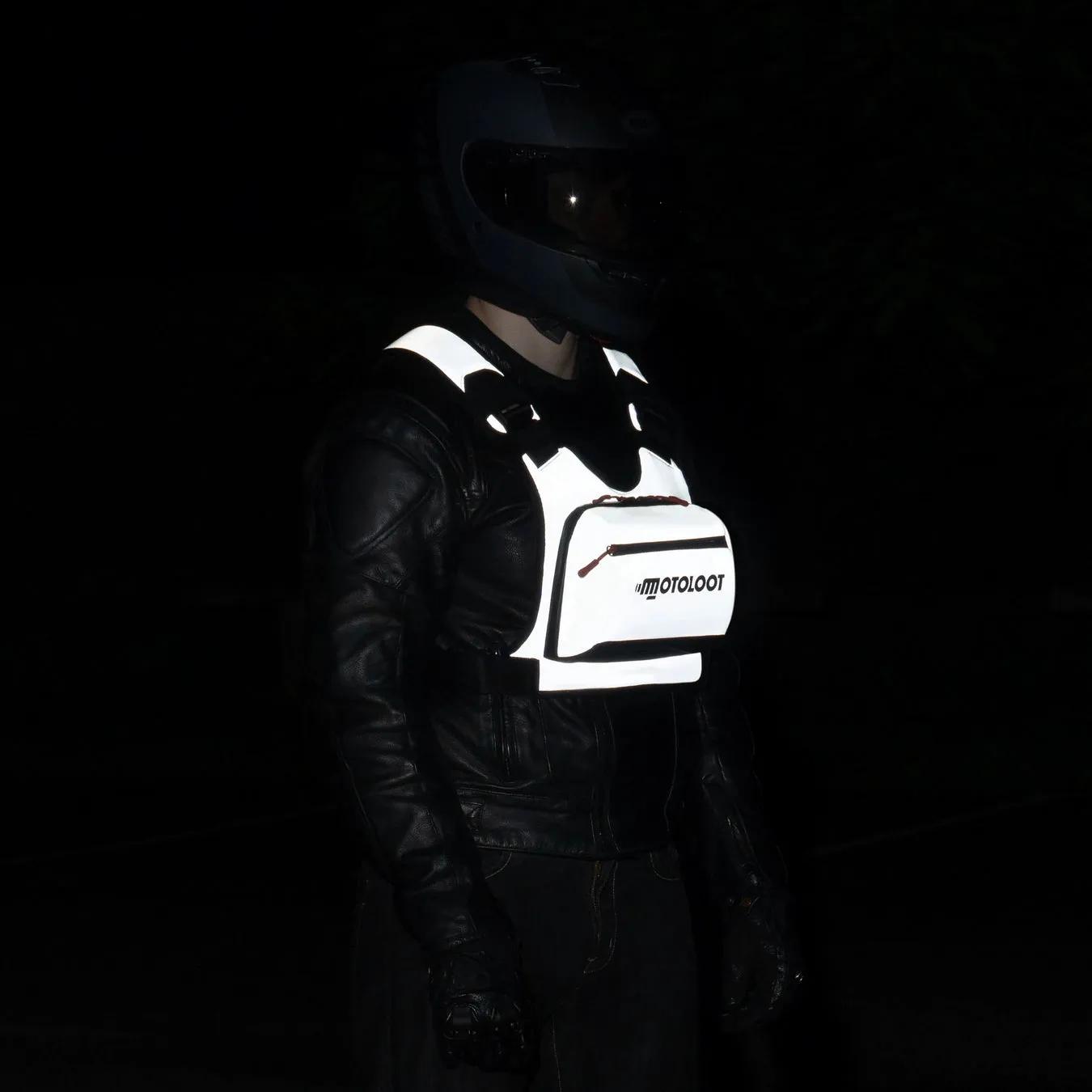 Insanely Reflective Motorcycle Chest Rig - Glowrider