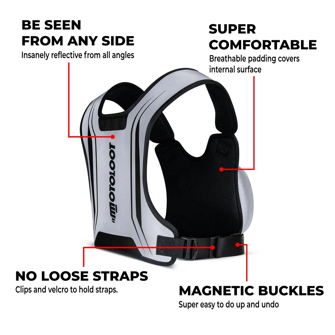 Insanely Reflective Motorcycle Chest Rig - Glowrider