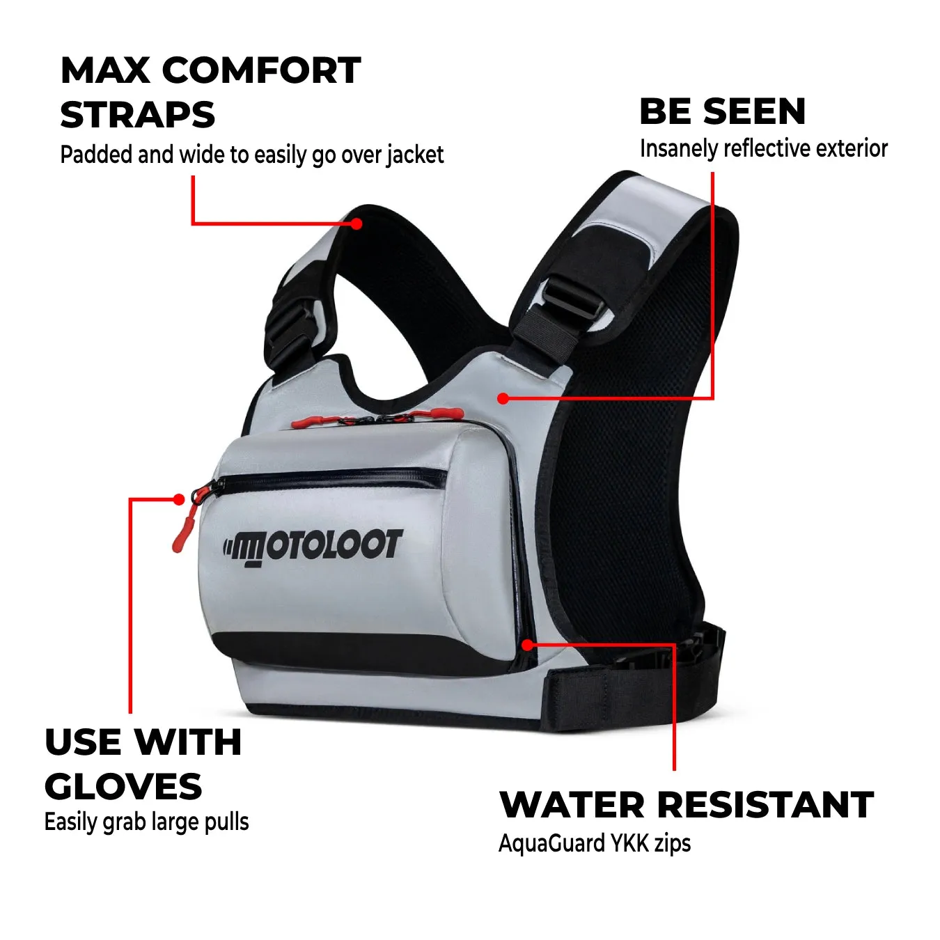 Insanely Reflective Motorcycle Chest Rig - Glowrider