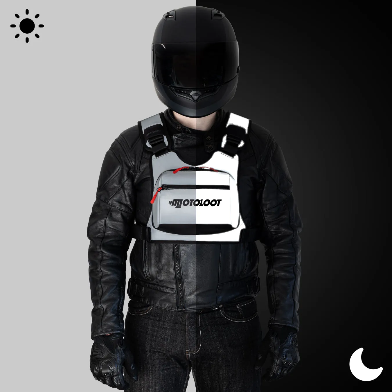 Insanely Reflective Motorcycle Chest Rig - Glowrider
