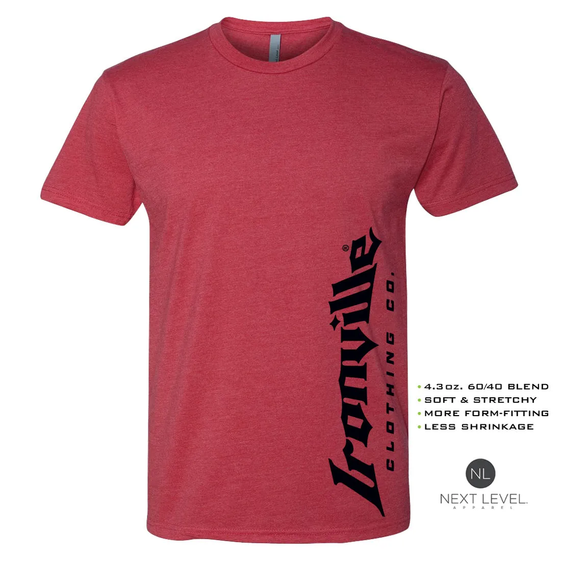 Ironville BLACK VERT LOGO Soft-Blend Fitted Gym T-shirt