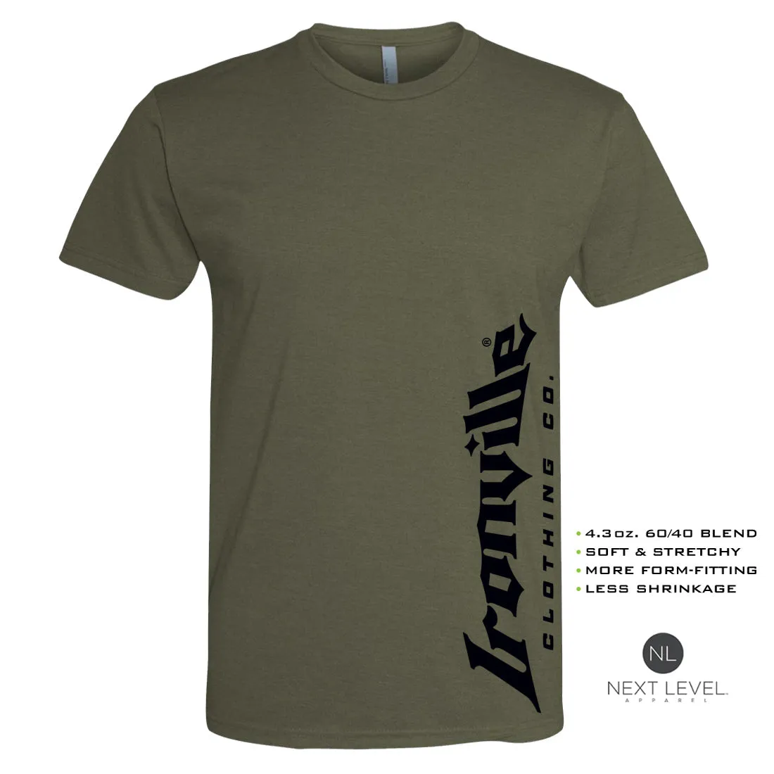 Ironville BLACK VERT LOGO Soft-Blend Fitted Gym T-shirt