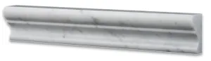 Italian Carrara White Marble Honed 2 X 12 Crown Mercer Molding Trim - Lot of 50 Pcs.