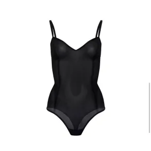 ITEM m6 All V-Neck Mesh Compression Bodysuit In Black Sz M New