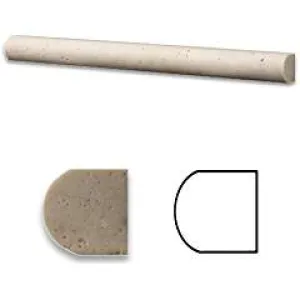 Ivory / Light Travertine Honed 1 X 12 Dome Liner Trim Molding - Box of 5 pcs.
