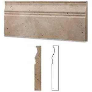 Ivory / Light Travertine Honed 5 X 12 Baseboard Trim Molding - 4" Sample