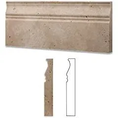 Ivory / Light Travertine Honed 5 X 12 Baseboard Trim Molding - 4" Sample