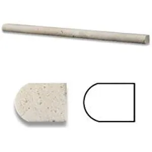 Ivory Travertine 1/2 X 12 Pencil Liner Trim Molding, Honed - 4" Sample