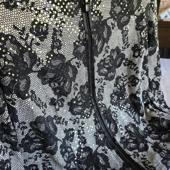 Joseph Ribkoff Jacket Size 10 Black Lace Brocade Sparkle Zip Up Blazer Top NWT
