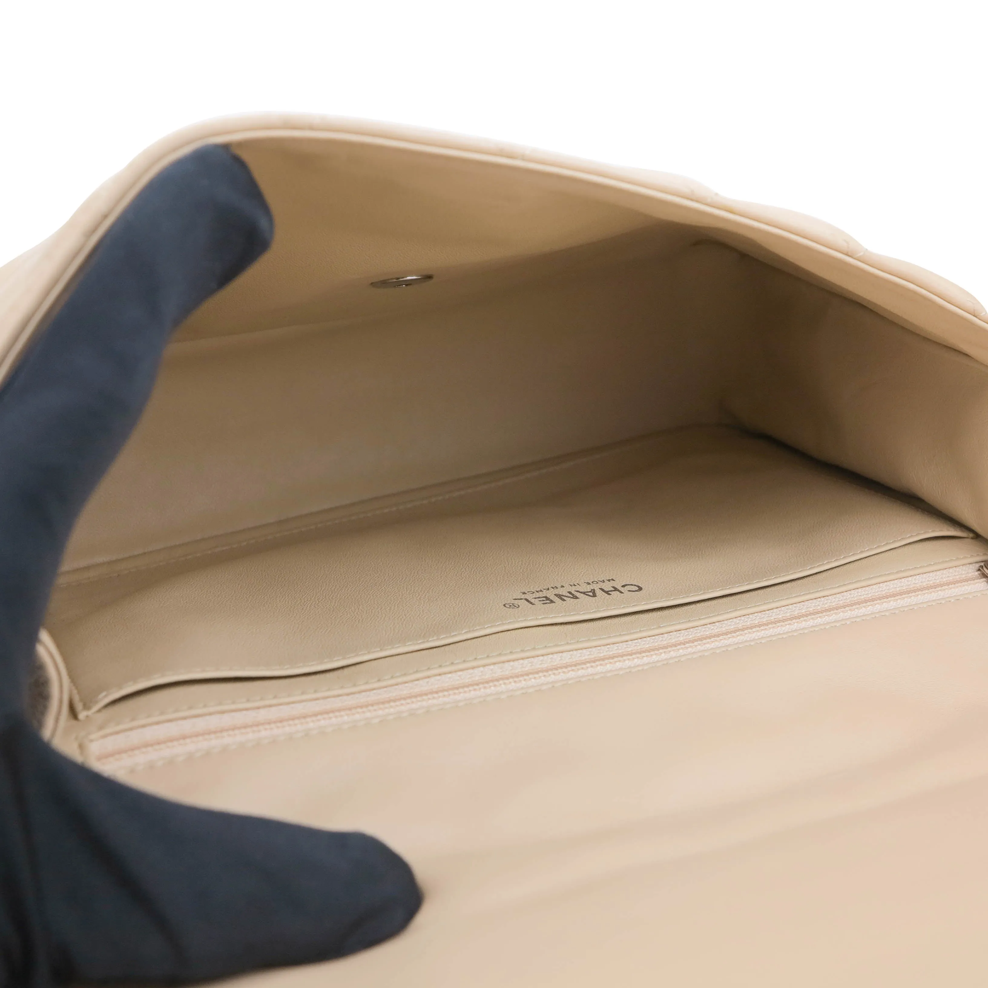 Jumbo Classic Single Flap Bag in Beige Clair Lambskin