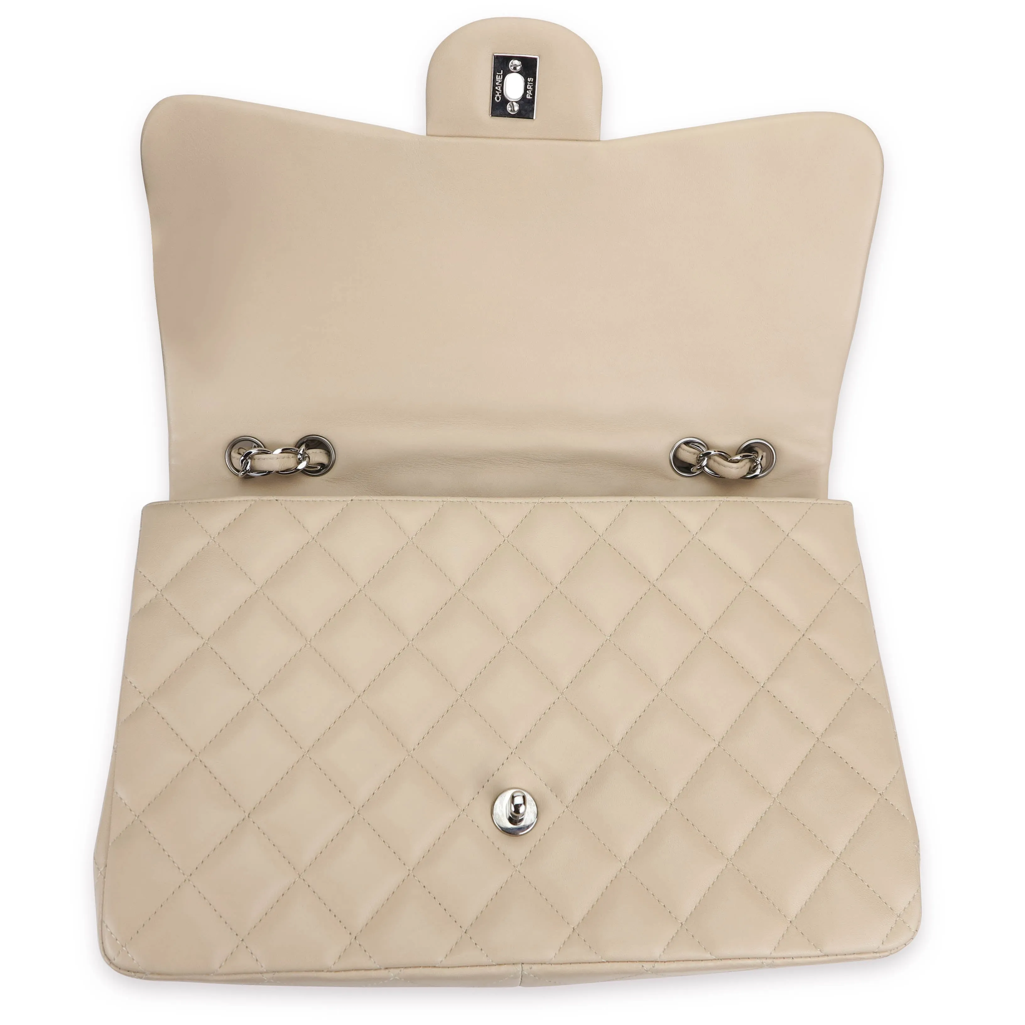 Jumbo Classic Single Flap Bag in Beige Clair Lambskin