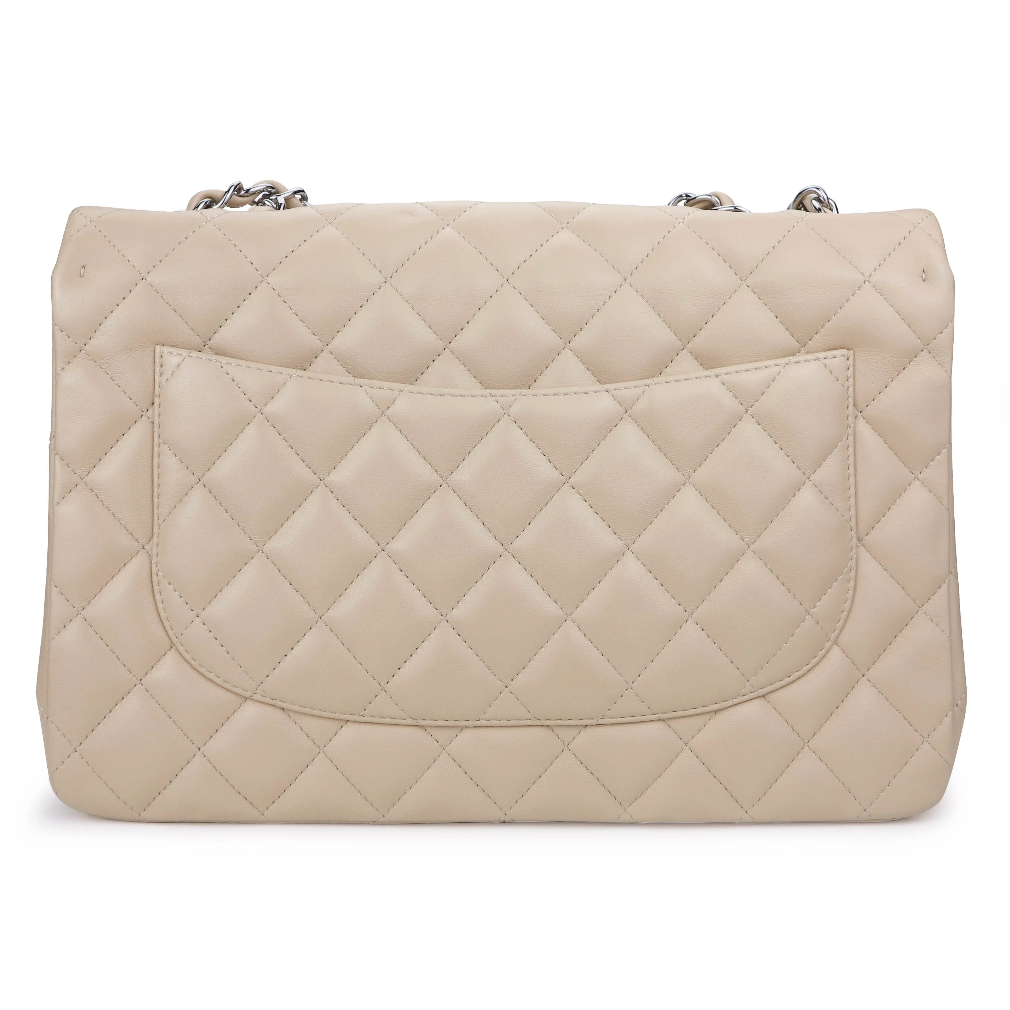 Jumbo Classic Single Flap Bag in Beige Clair Lambskin