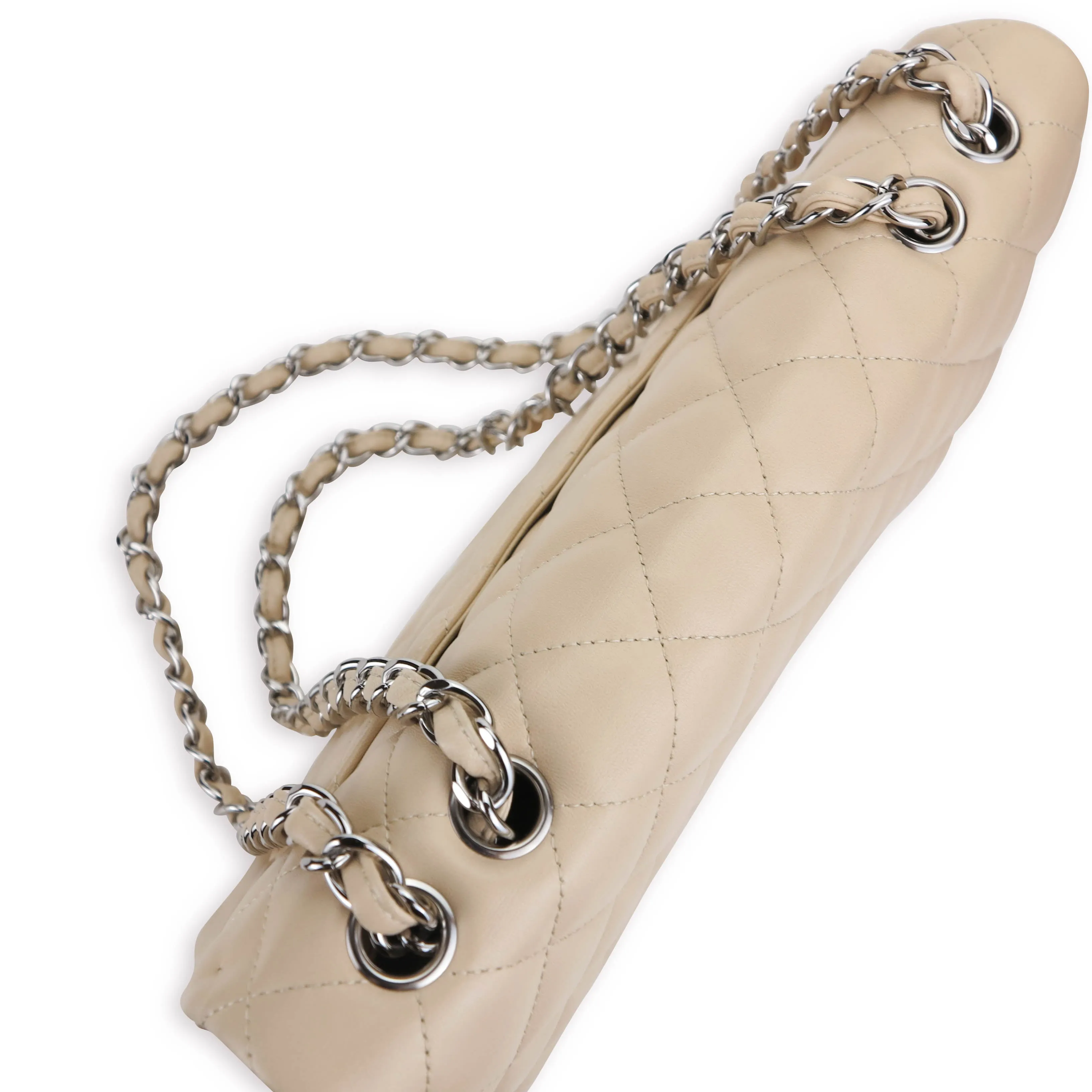 Jumbo Classic Single Flap Bag in Beige Clair Lambskin