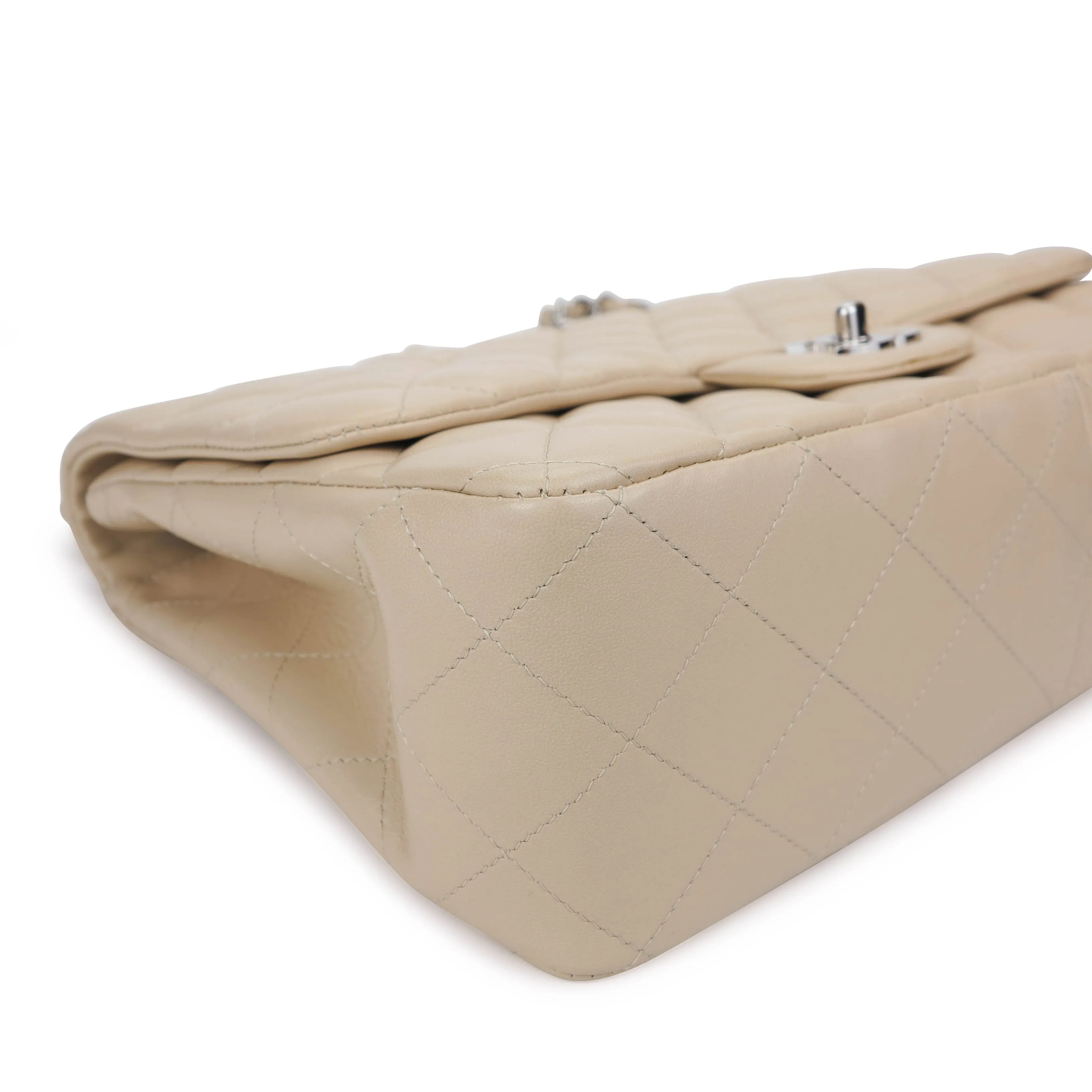 Jumbo Classic Single Flap Bag in Beige Clair Lambskin