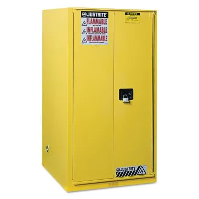 Justrite Safety Cabinets for Combustibles, Manual-Closing Cabinet, 96 Gallon, Yellow, 896010