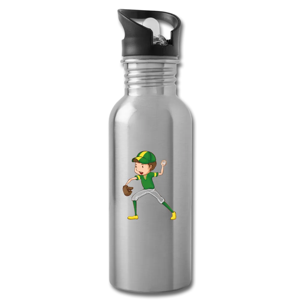 Kid Playing Baseball Water Bottle