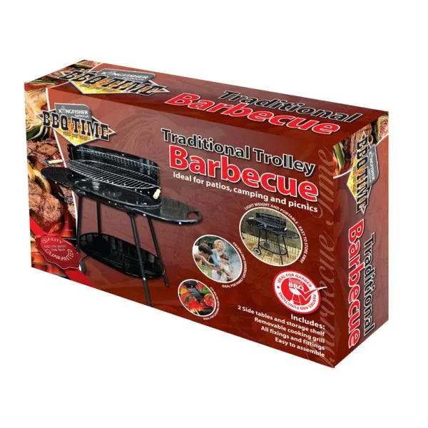 Kingfisher Oval Trolley Charcoal Barbecue