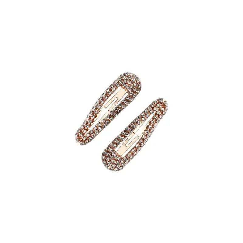 Kitsch Mini Rhinestone Snap Clips - Rose Gold