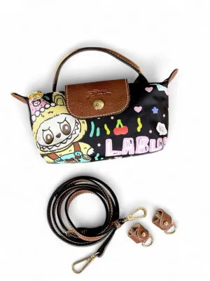 LABUBU x Longchamp Limited Edition Crossbody Bag – Cartoon Graffiti Print