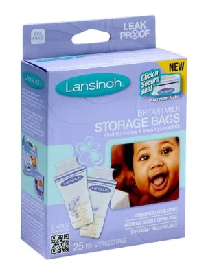 Lansinoh 20435 Breastmilk Storage Bags, 25-Count Boxes (Pack of 4)