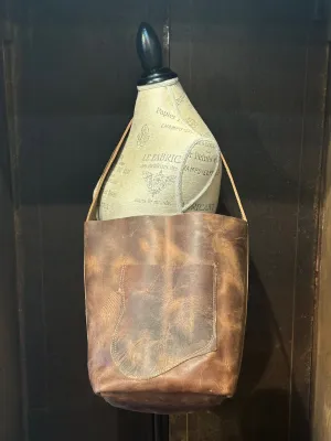 LARGE BUCKET TOTE DISTRESSED BROWN Handmade Leather Handbag YB10