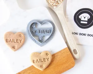 Large Heart Shaped Dog Cookie Cutter with Paw Prints (PERSONALIZED- Limit 8 Characters)