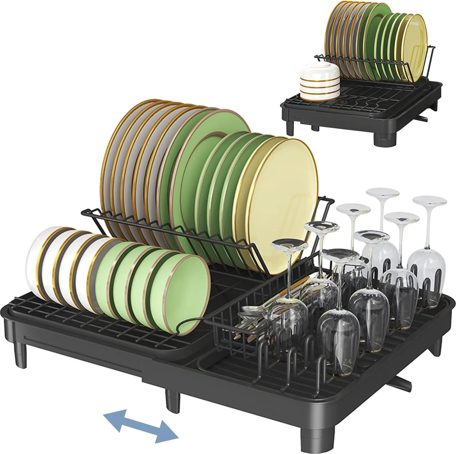 Lilmasachi Dish Drying Rack, Black, condition new, open, scruffy packaging (Ref T20-1)