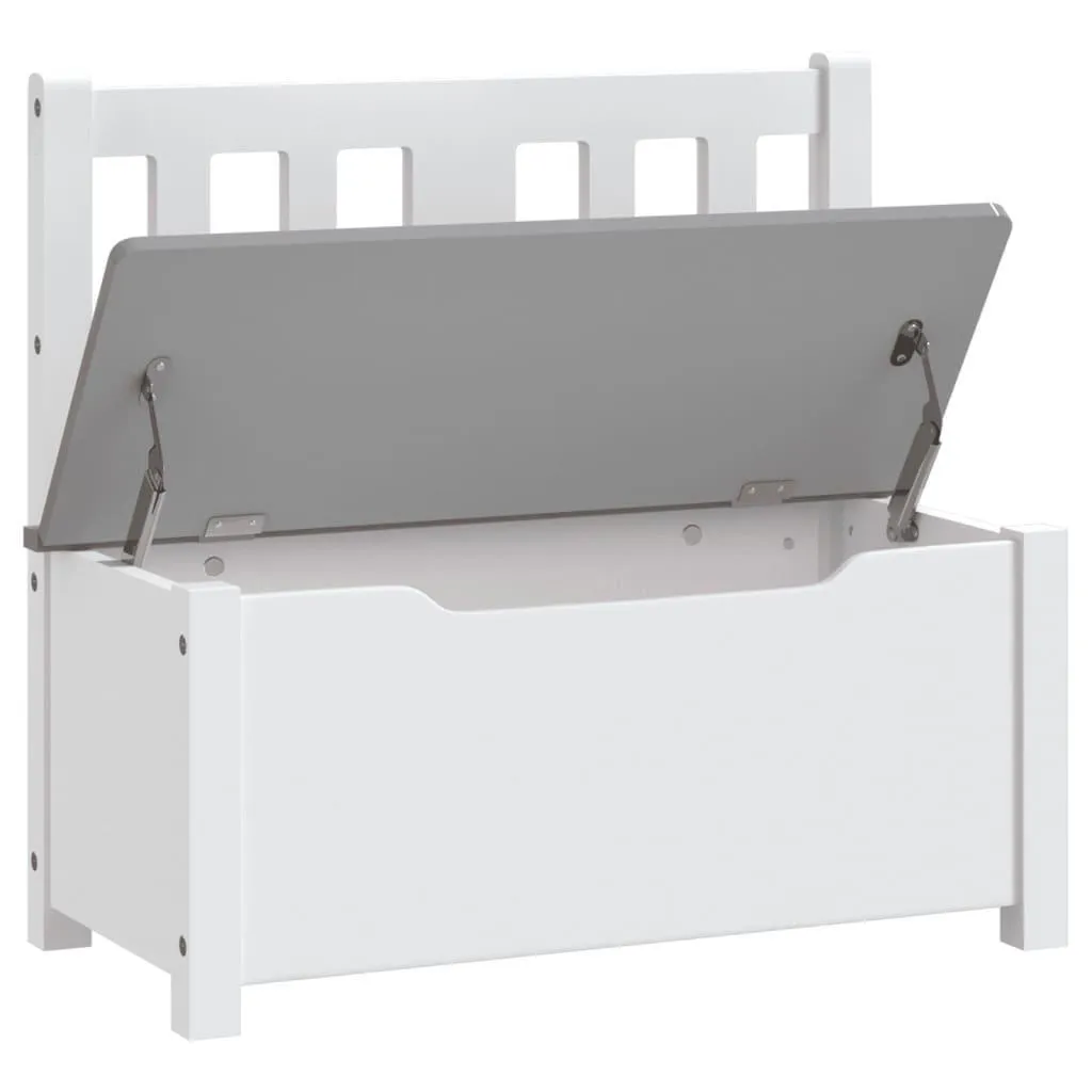 Little Helper Wooden Toy Storage Bench | Kids Toy Box | Crisp White & Charcoal Grey