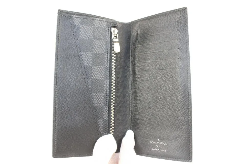 Louis Vuitton Damier Graphite Brazza Wallet Long Flap Black Grey 312lvs517